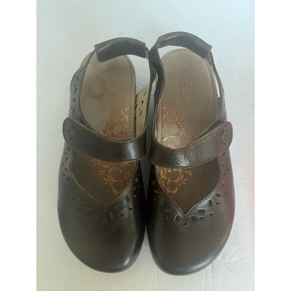 Aetrex Cheryl Brown Leather Slingback Mary-Jane Comfort Arch Support Clogs 8.5 - Picture 4 of 12